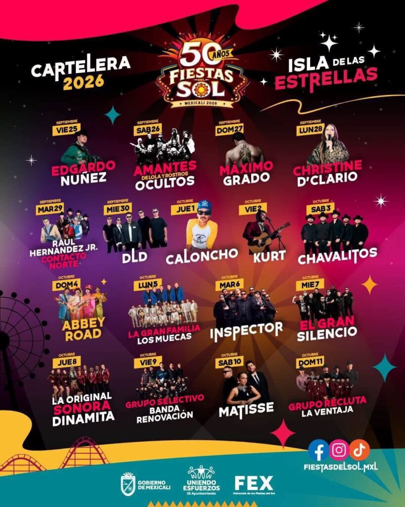 cartelera fiestas del sol mexicali 2026