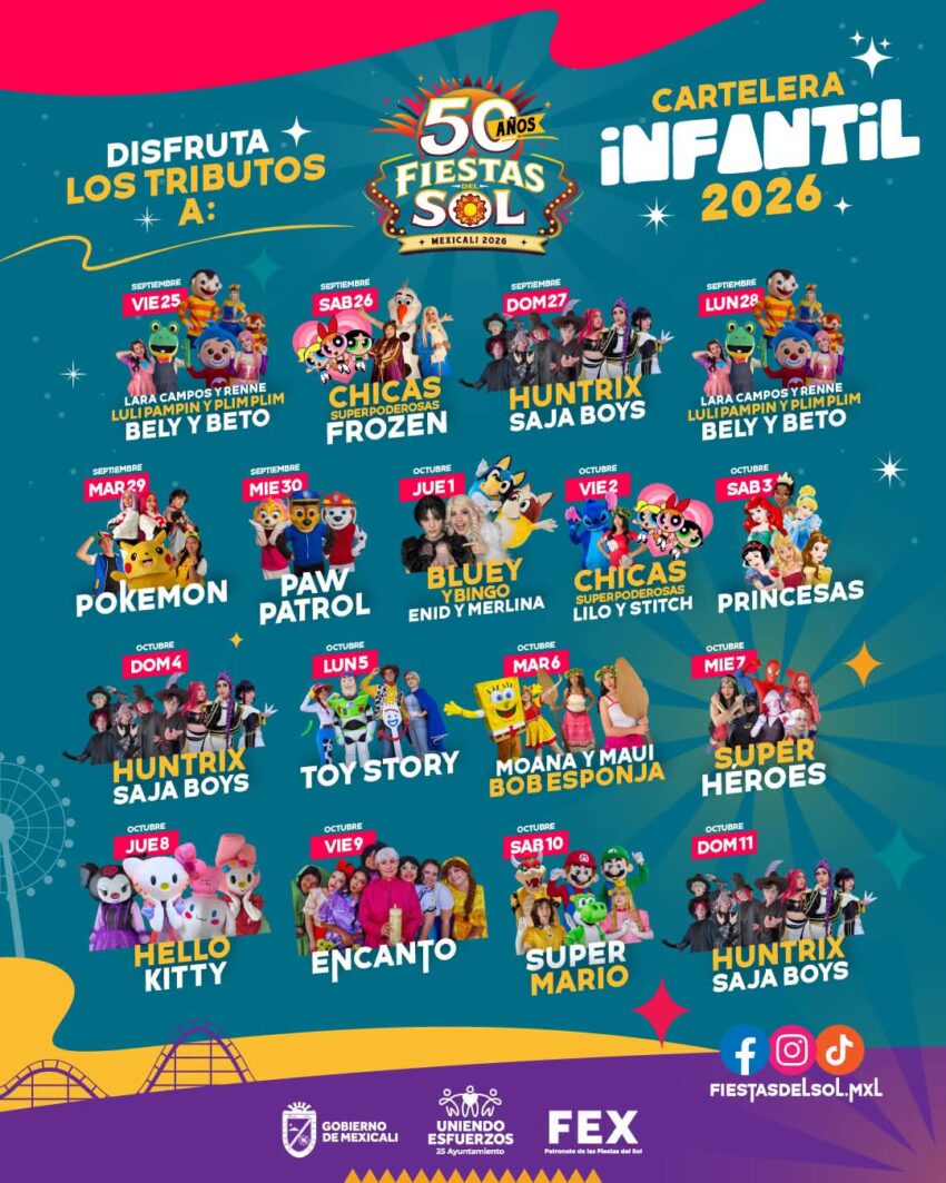 cartelera infantil fiestas del sol 2026